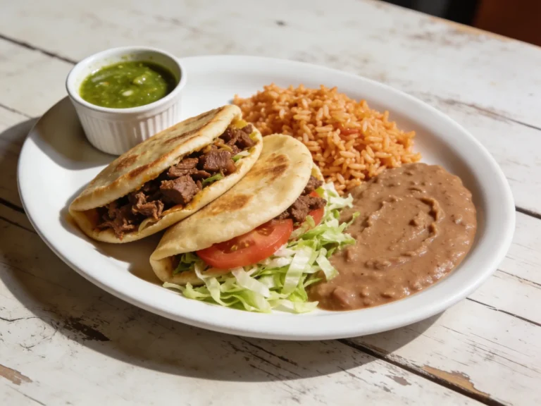 Gorditas plate with rice and beans