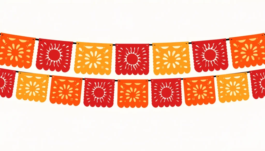 Papel picado banner in orange, red and yellow