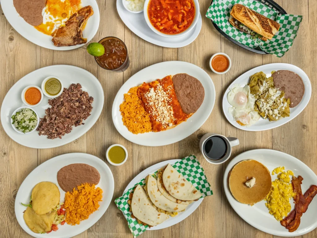 Table of plates from the Chavez Lira Tacos menu